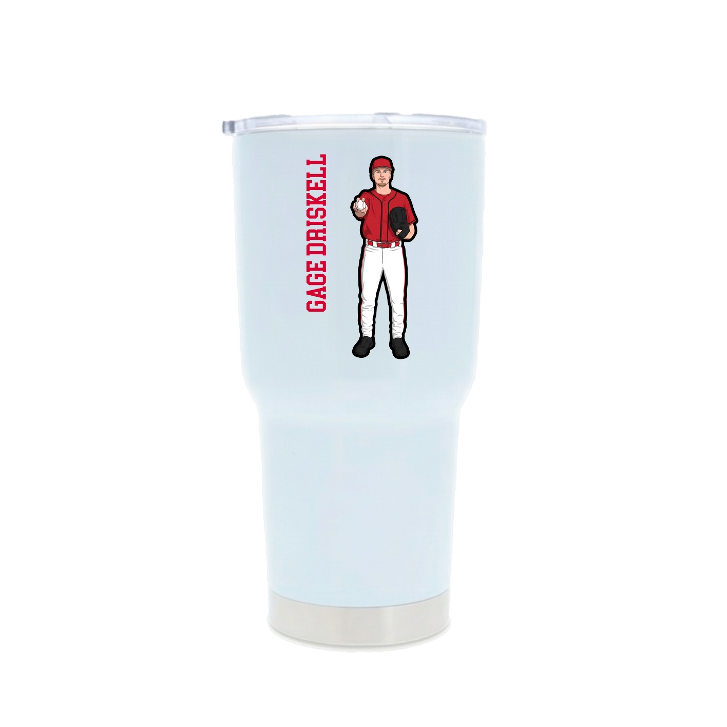 30oz Stainless Steel Tumbler — Name Vertical in White