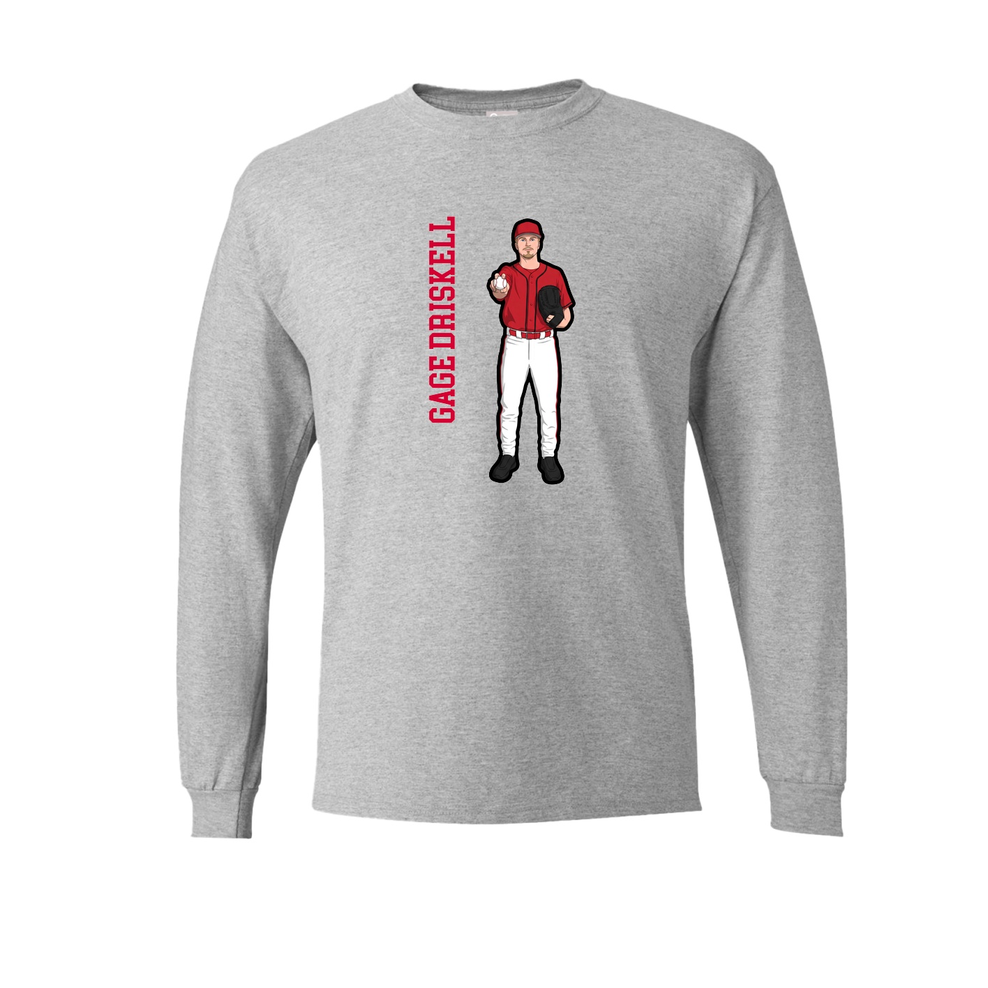 Long Sleeve Tee — Name Vertical in Grey