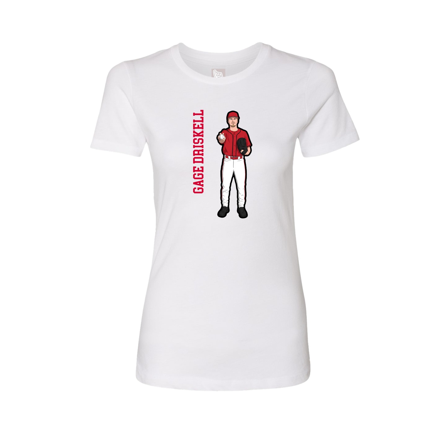 Fitted Women's Tee — Name Vertical in White