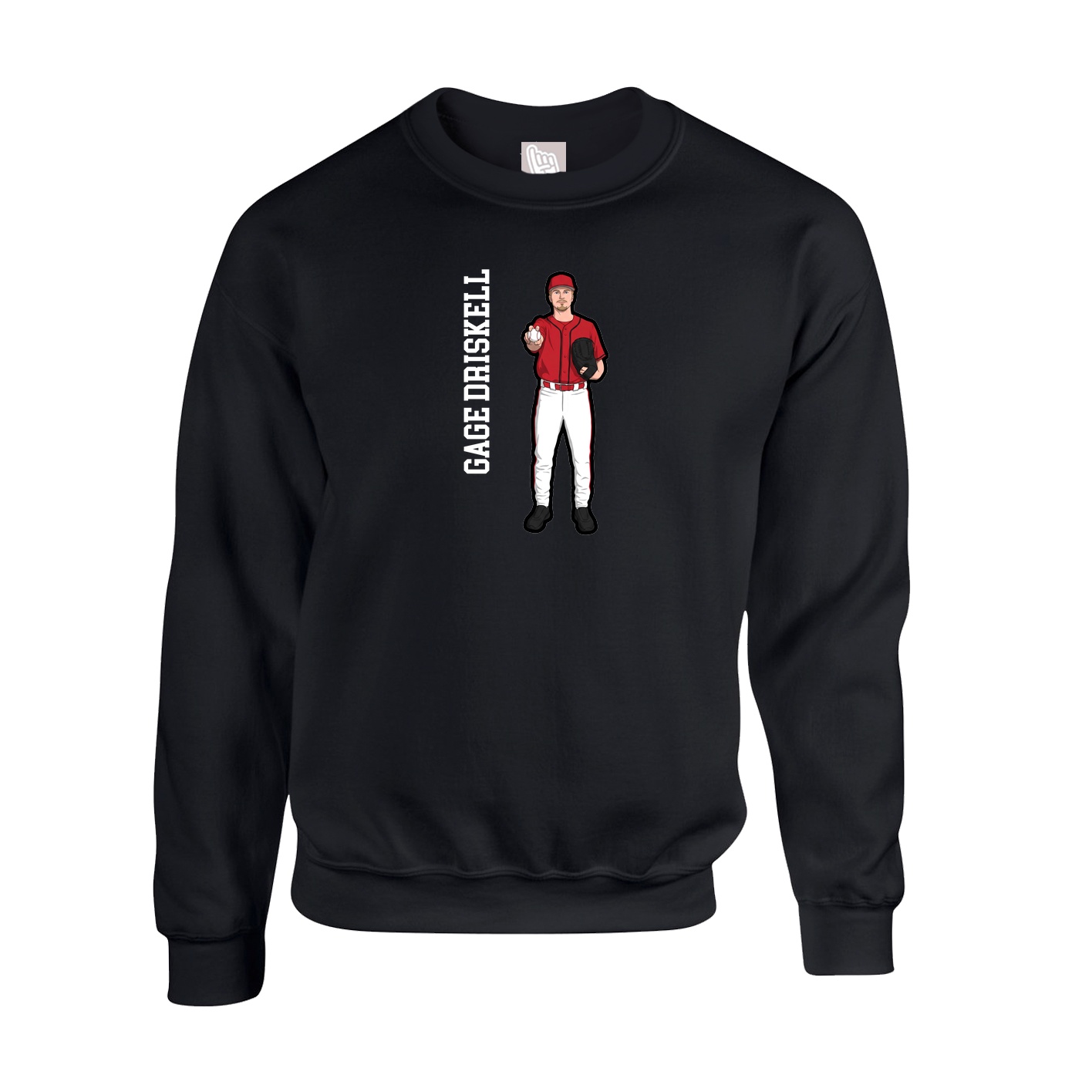 Fleece Crew — Name Vertical in Black