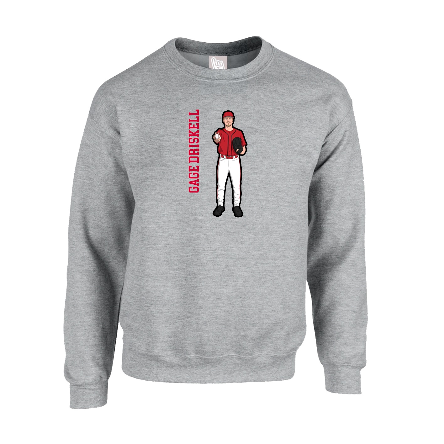 Fleece Crew — Name Vertical in Grey