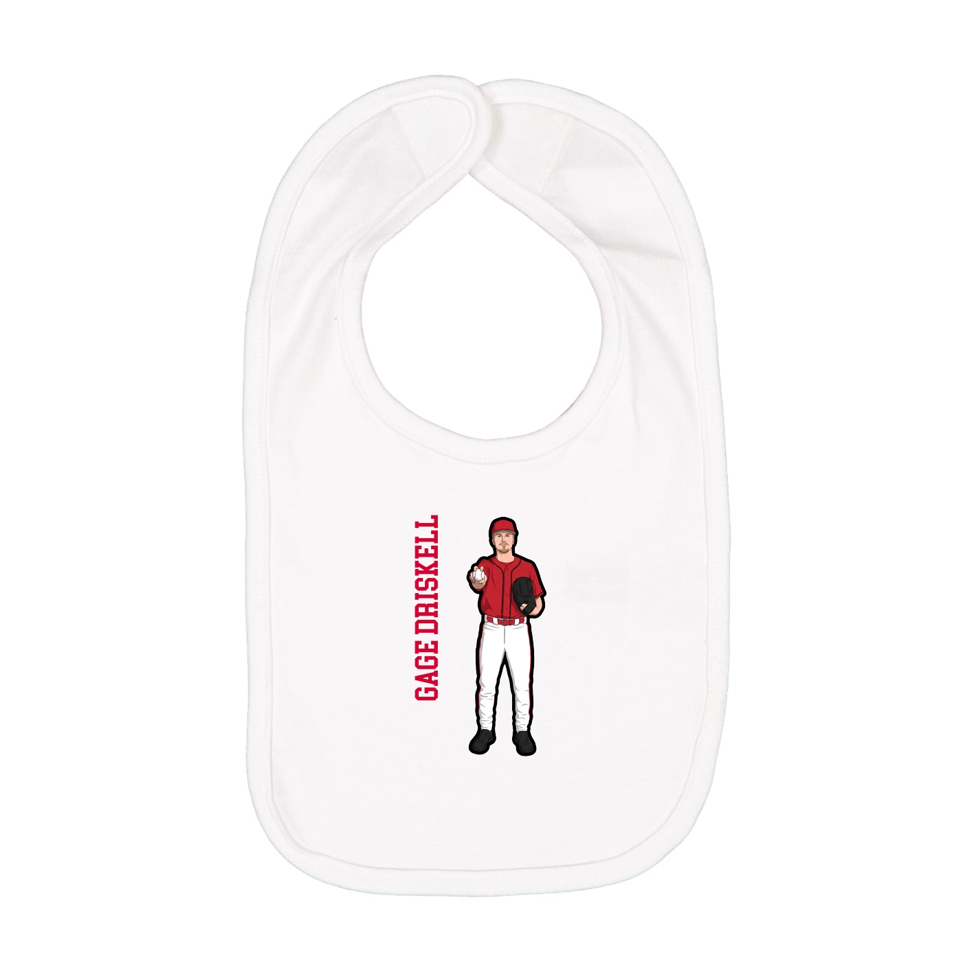 Infant Bib — Name Vertical in White