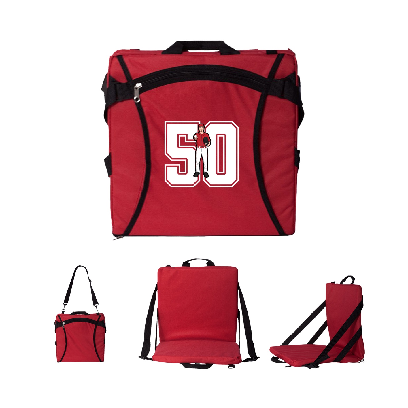 Folding Stadium Seat — Number in Red