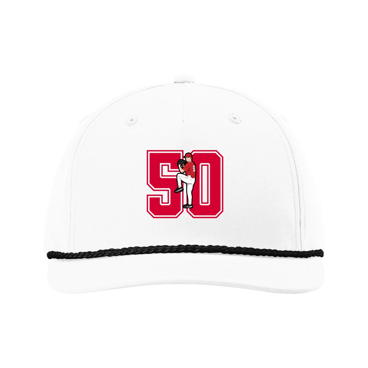 Five-Panel Classic Rope Cap — Number in White