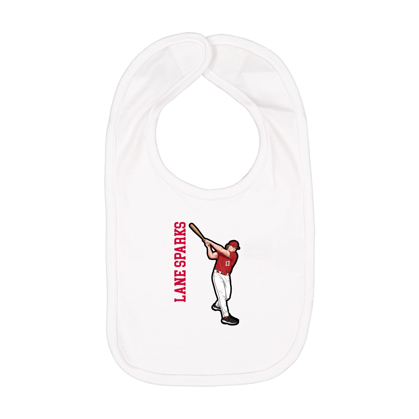 Infant Bib — Name Vertical in White