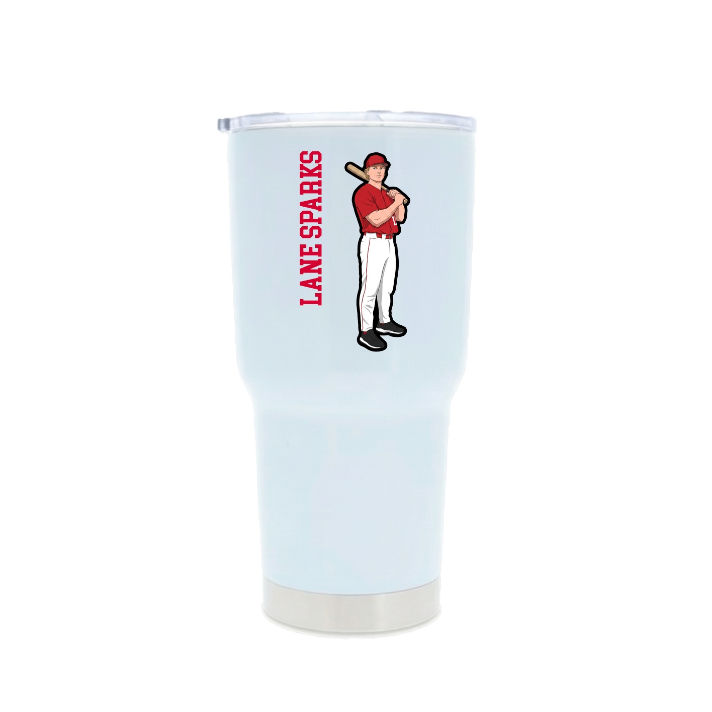 30oz Stainless Steel Tumbler — Name Vertical in White