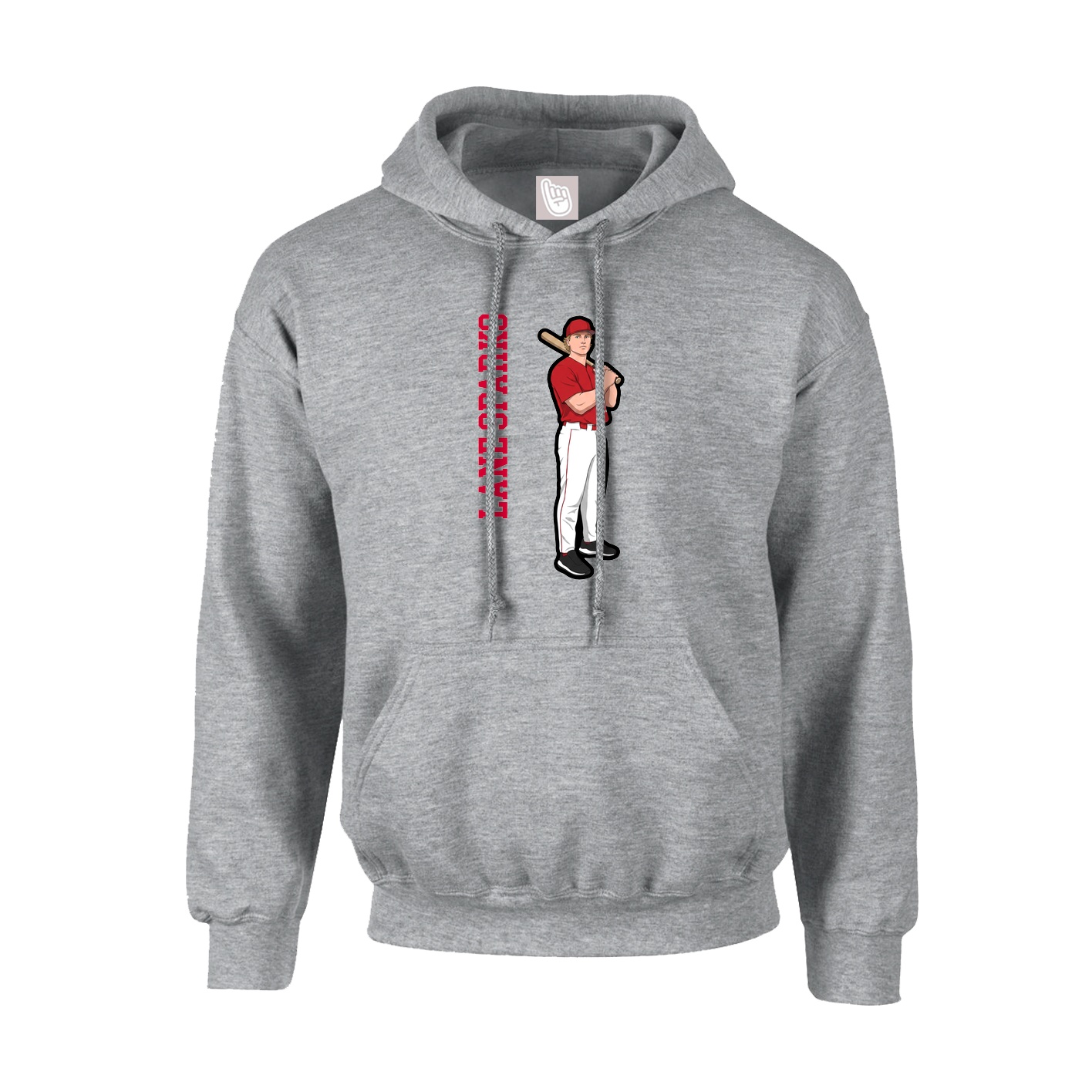 Hoodie — Name Vertical in Grey