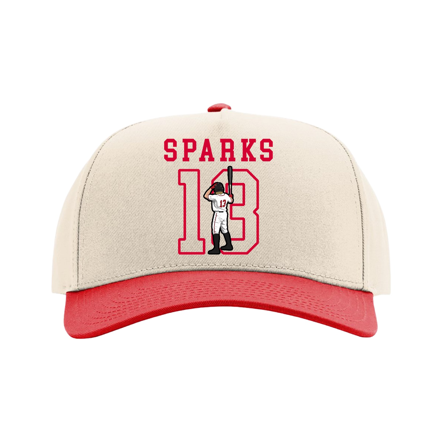 Full Fabric Five-Panel Champ Cap — Shirsey in Cream/Red