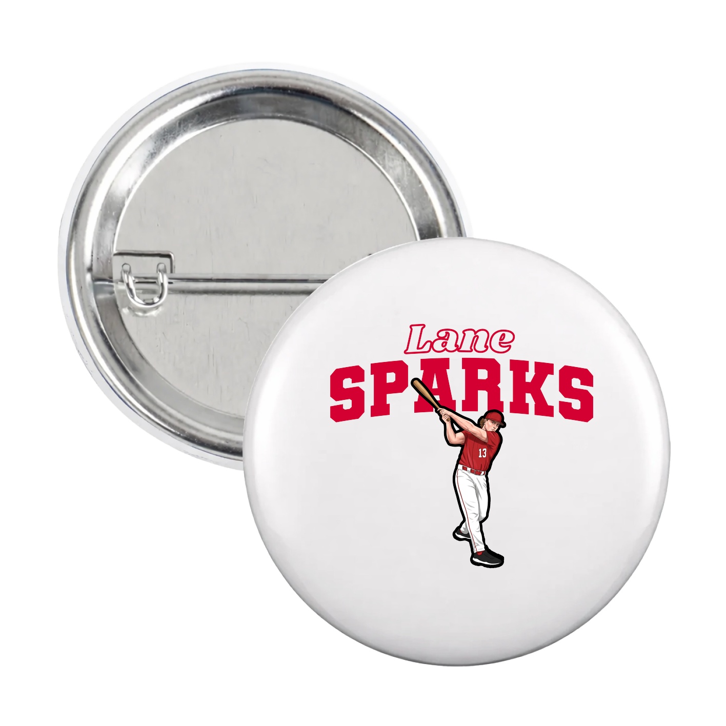 Game Day Button — Name Arch in White
