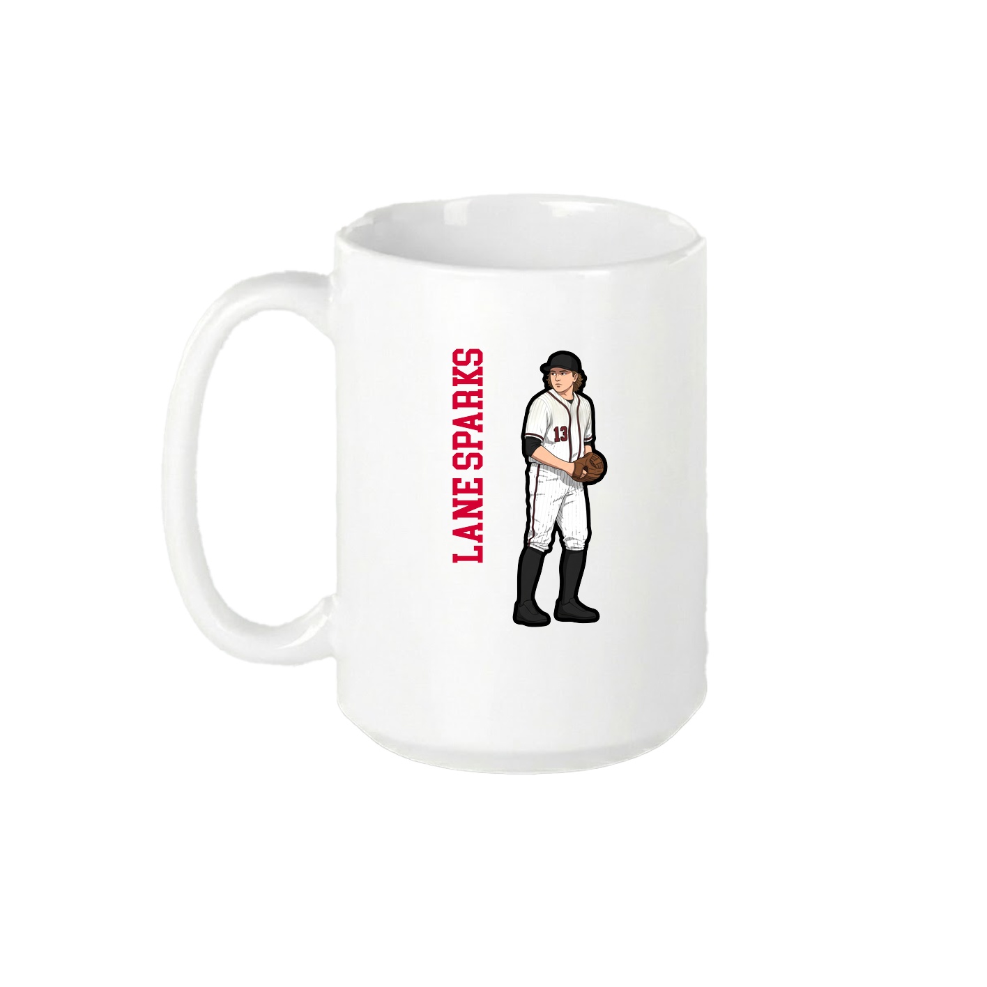 15oz Coffee Mug — Name Vertical in White