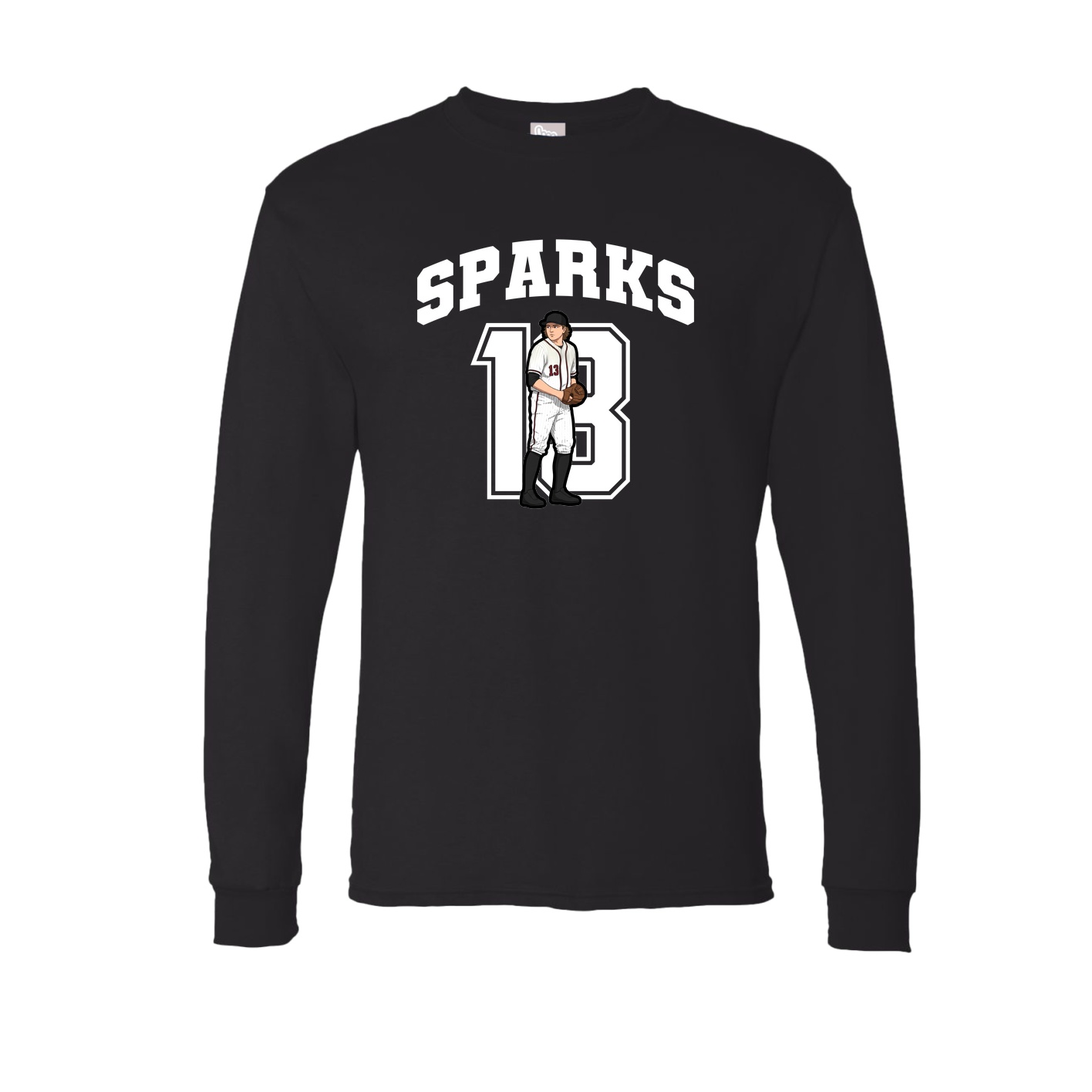 Long Sleeve Tee — Number in Black