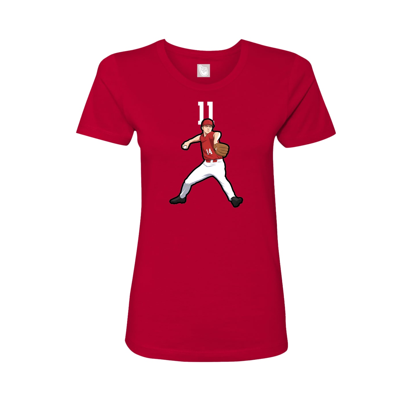 Fitted Women's Tee — Number Top in Red