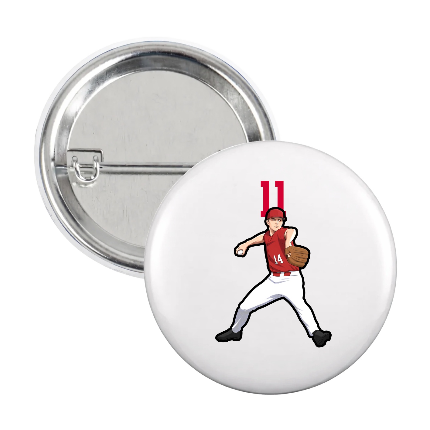 Game Day Button — Number Top in White