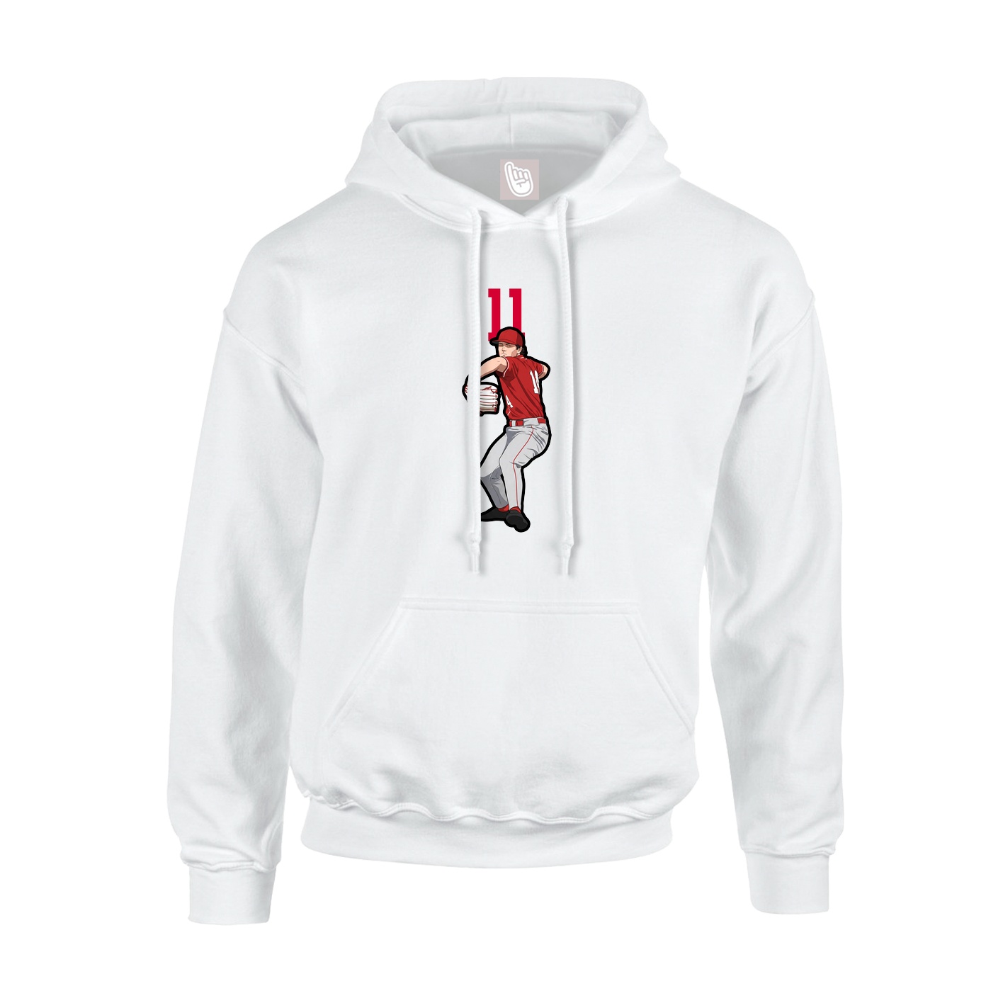 Youth Hoodie — Number Top in White