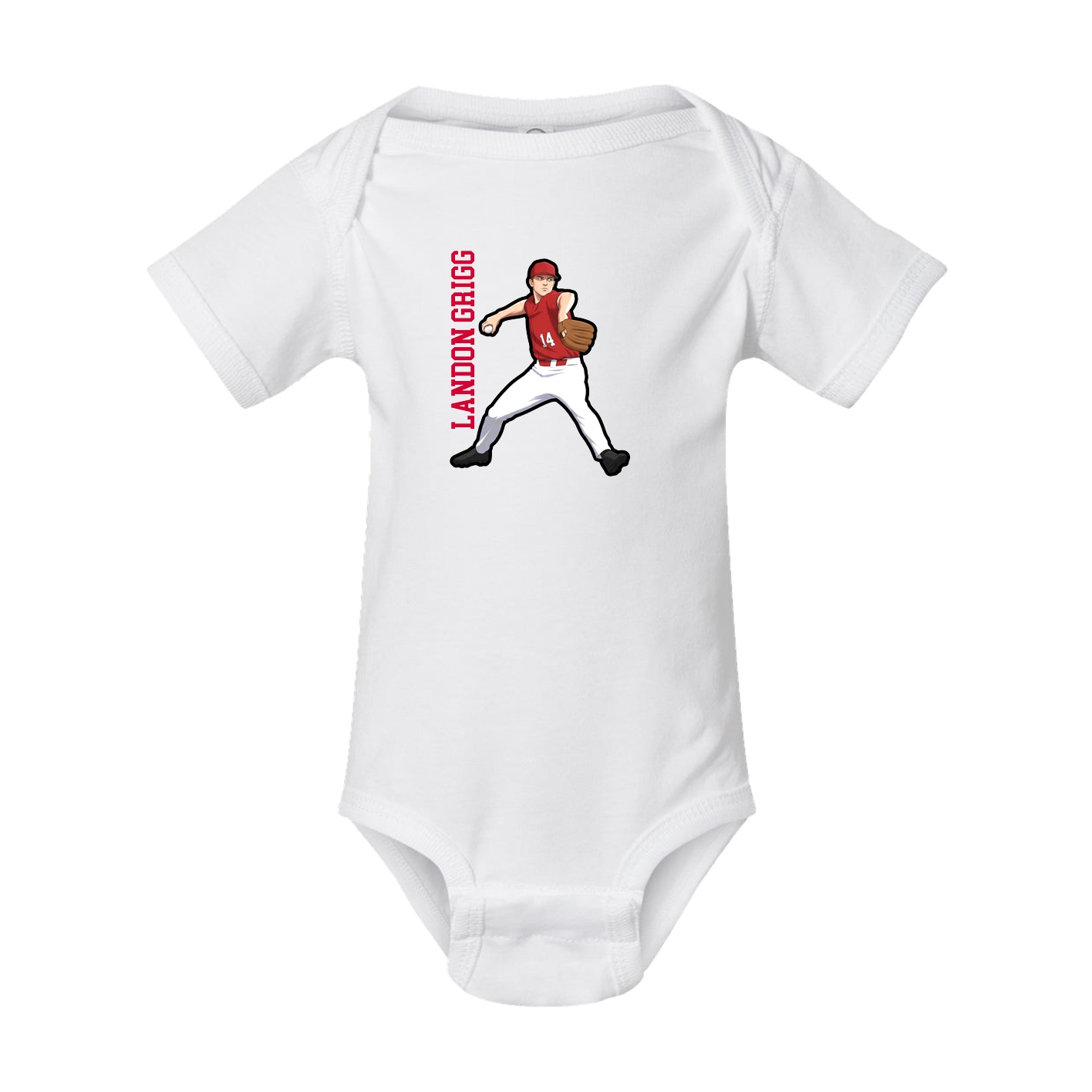 Baby Onesie — Name Vertical in White