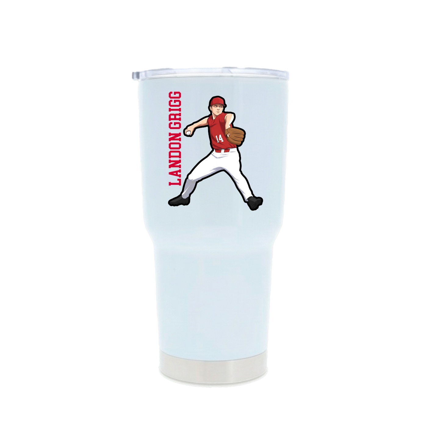 30oz Stainless Steel Tumbler — Name Vertical in White