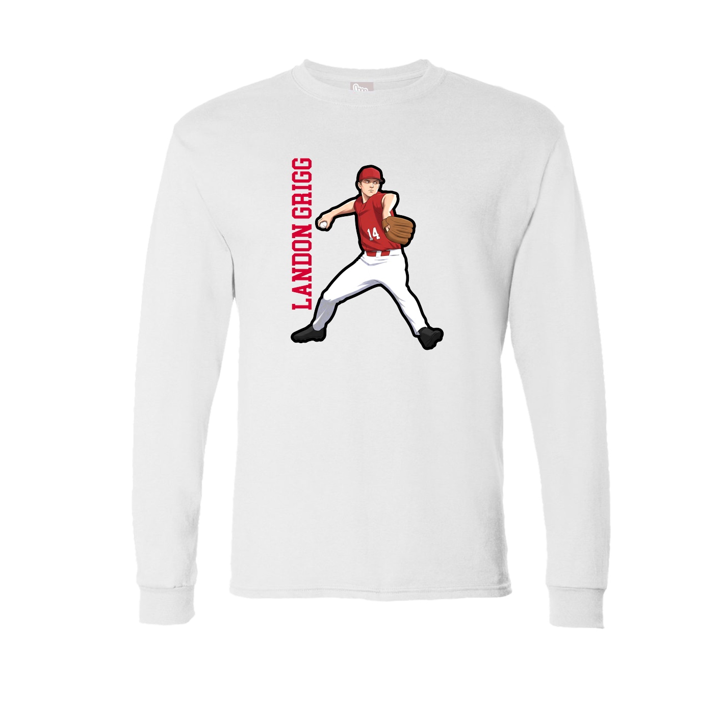 Long Sleeve Tee — Name Vertical in White