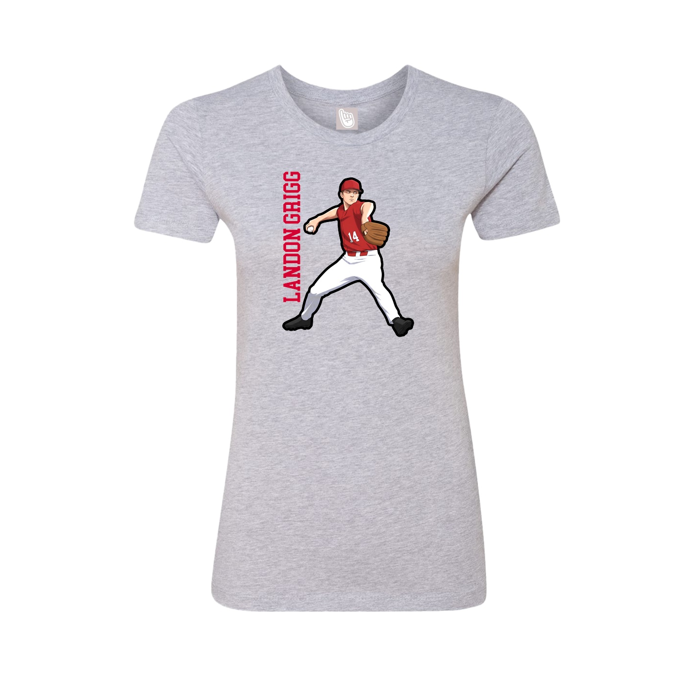 Fitted Women's Tee — Name Vertical in Grey