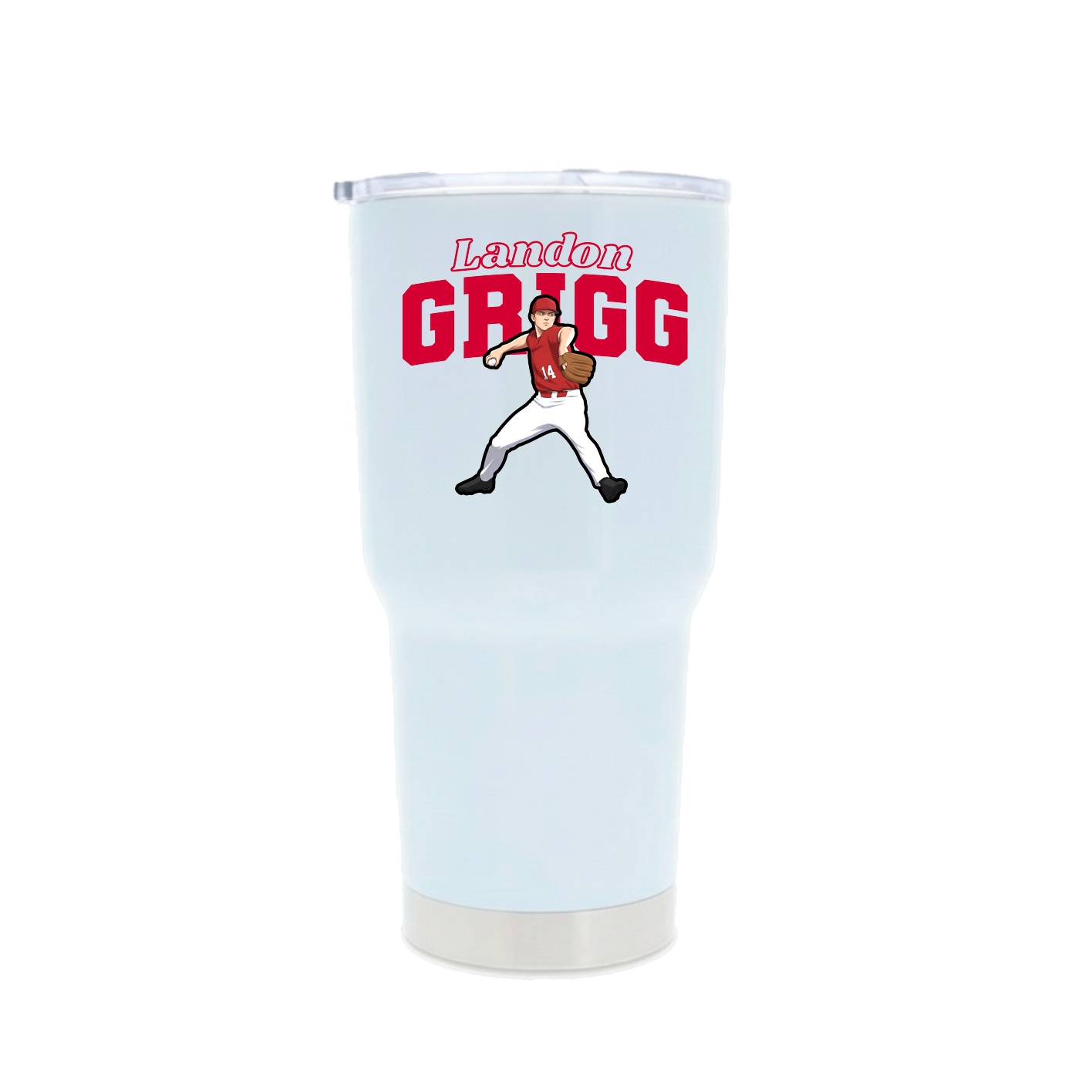 30oz Stainless Steel Tumbler — Name Arch in White