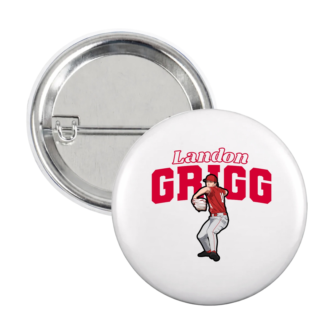 Game Day Button — Name Arch in White