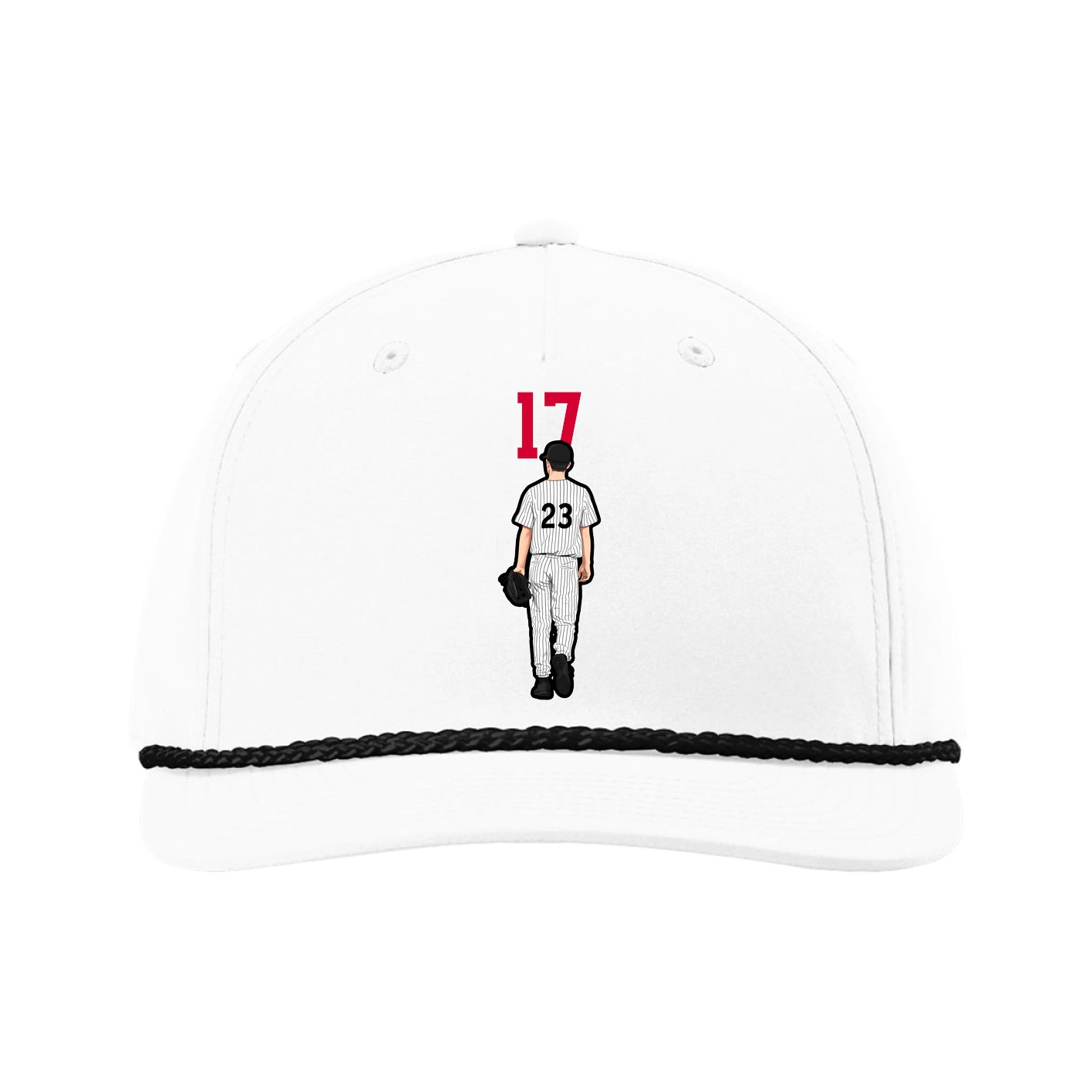 Five-Panel Classic Rope Cap — Number Top in White