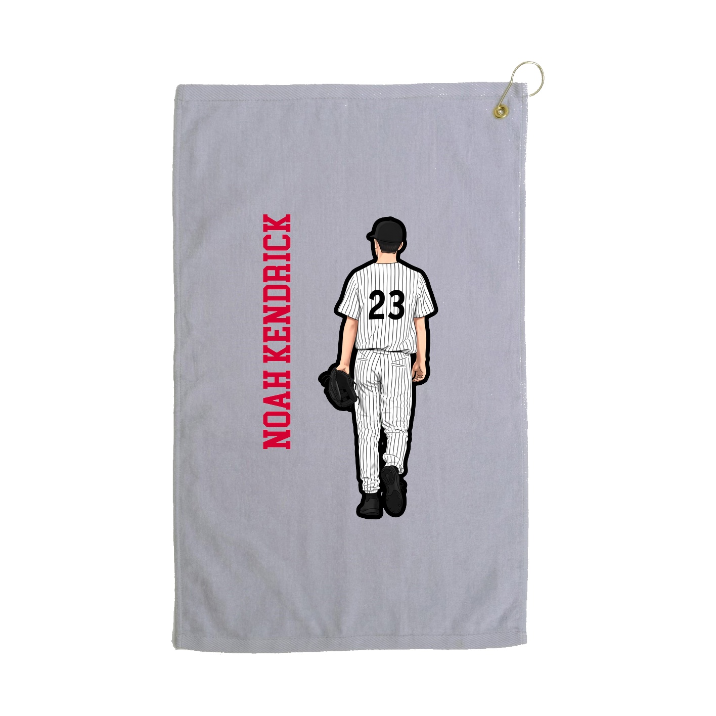 Golf Towel — Name Vertical in Grey