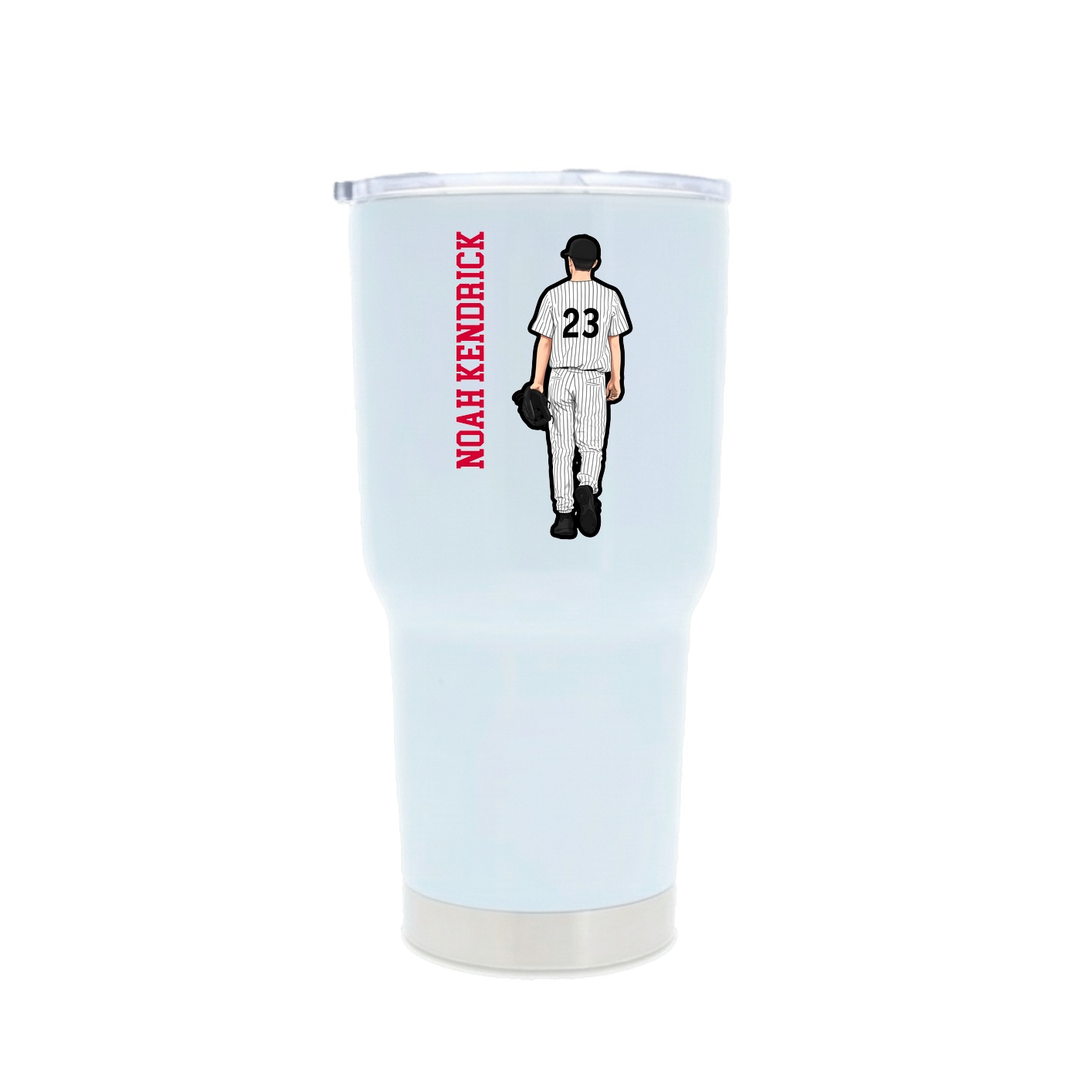 30oz Stainless Steel Tumbler — Name Vertical in White