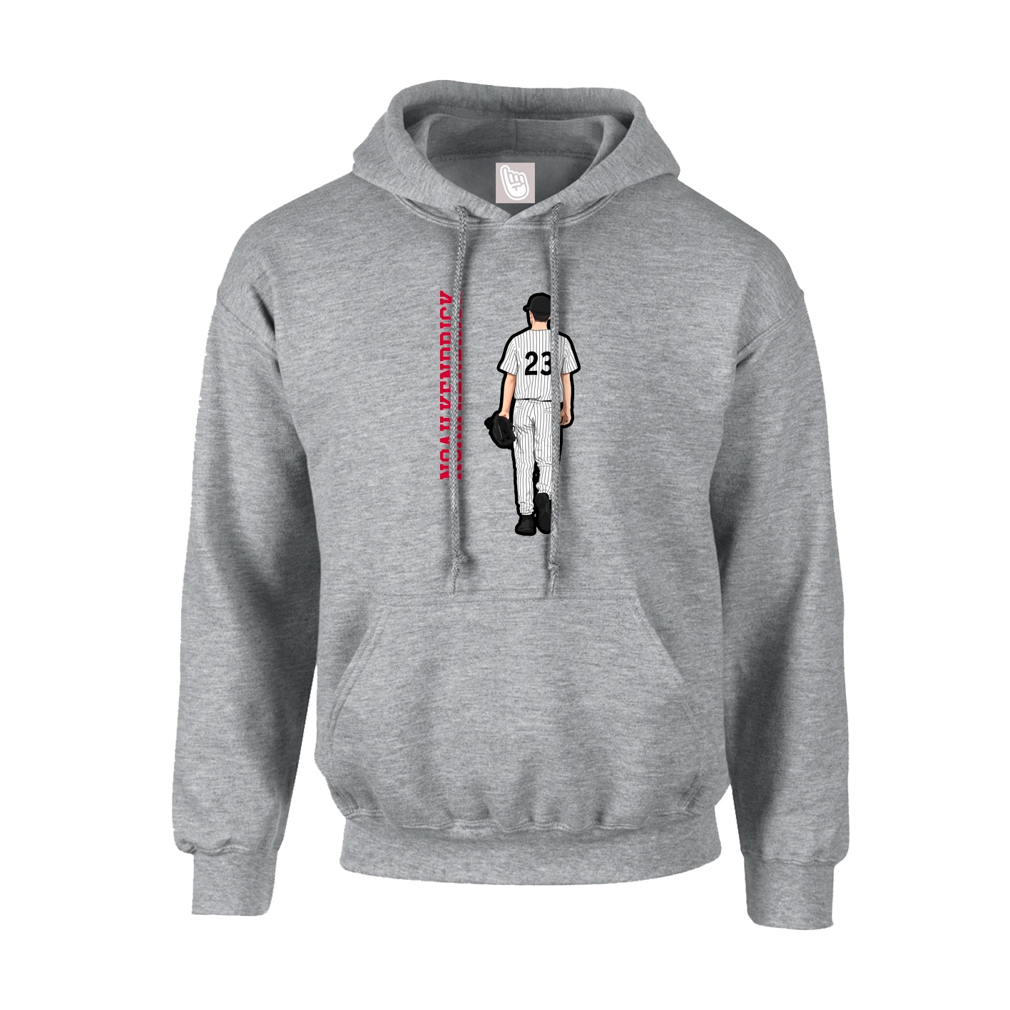 Youth Hoodie — Name Vertical in Grey