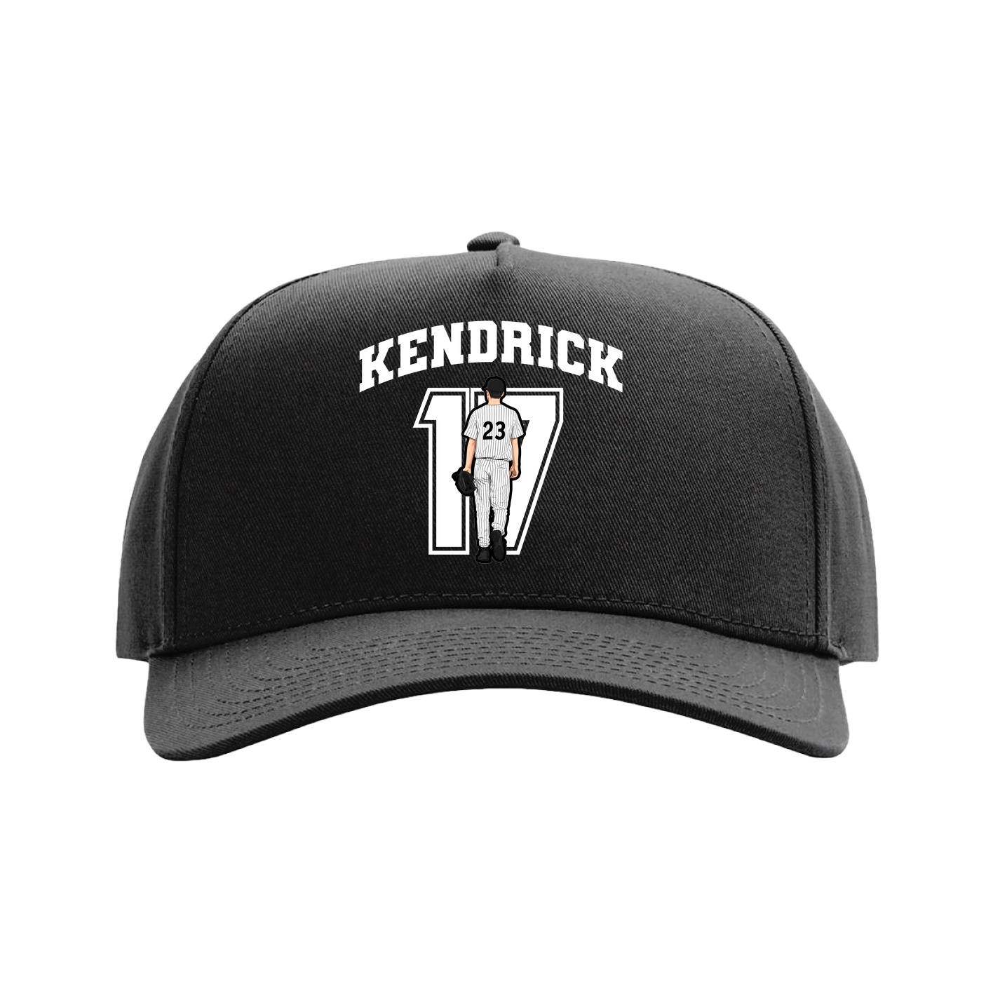 Full Fabric Five-Panel Champ Cap — Number in Black