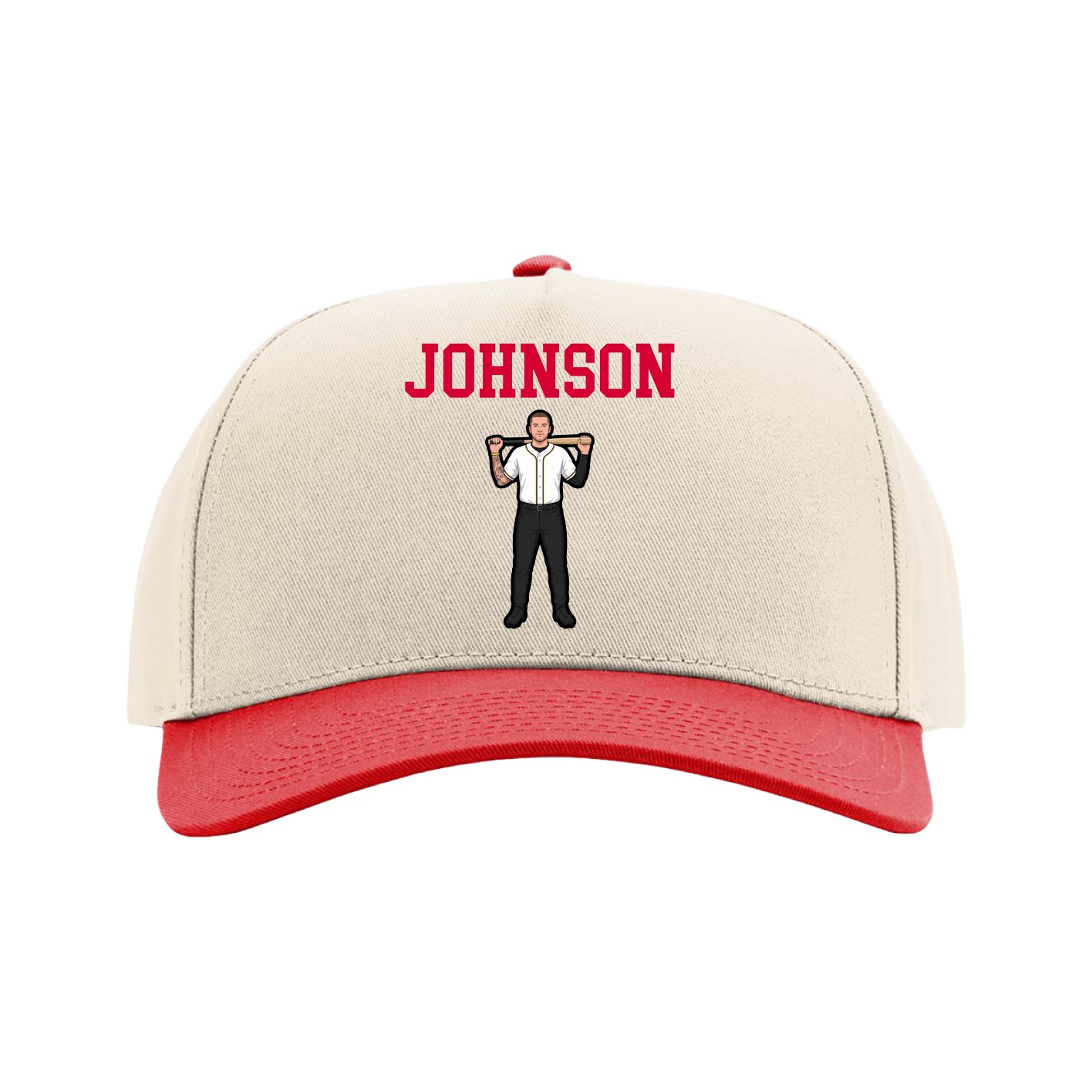 Full Fabric Five-Panel Champ Cap — Shirsey in Cream/Red
