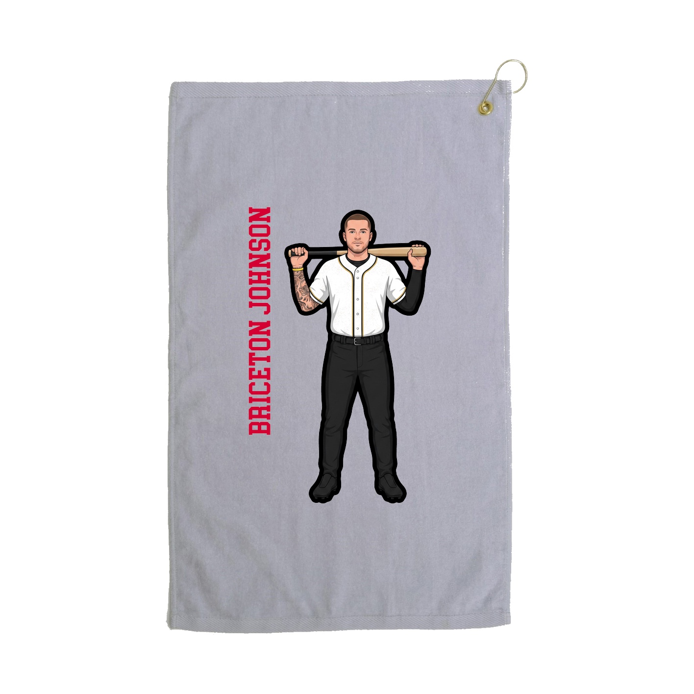 Golf Towel — Name Vertical in Grey