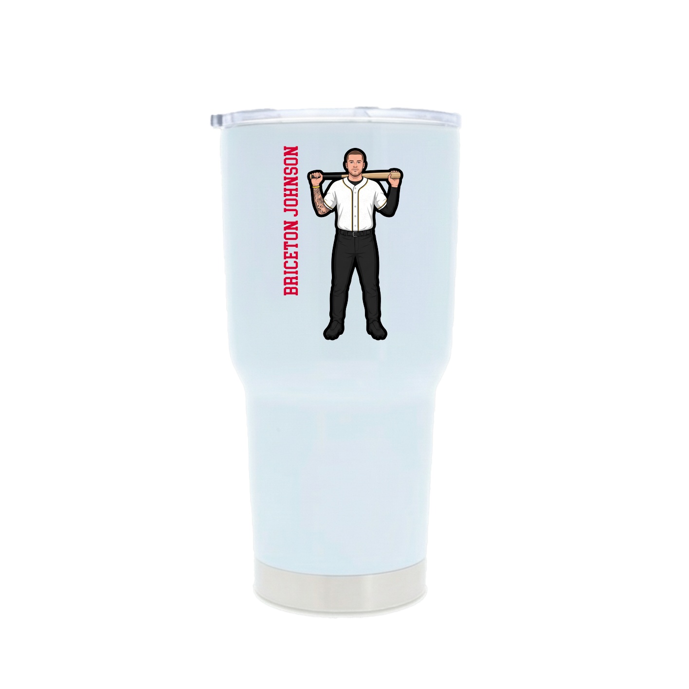 30oz Stainless Steel Tumbler — Name Vertical in White