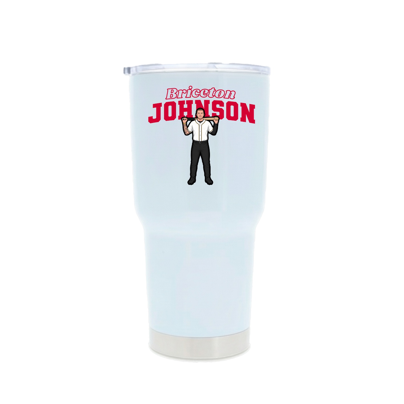 30oz Stainless Steel Tumbler — Name Arch in White