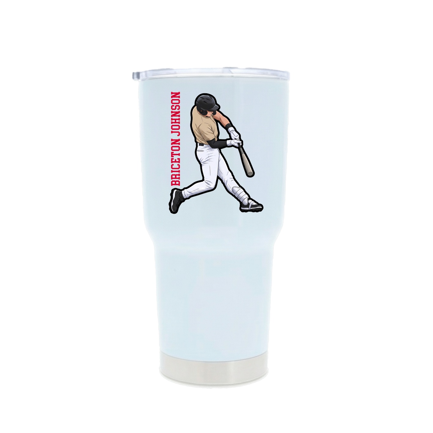 30oz Stainless Steel Tumbler — Name Vertical in White