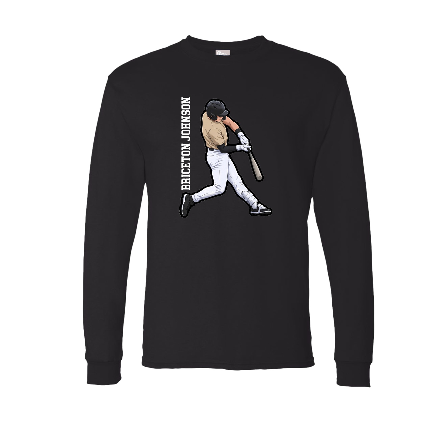 Long Sleeve Tee — Name Vertical in Black