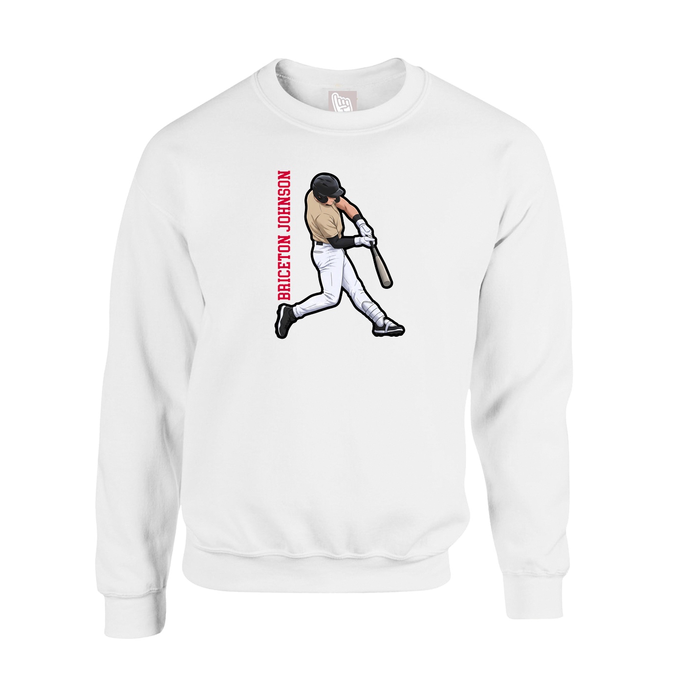 Fleece Crew — Name Vertical in White