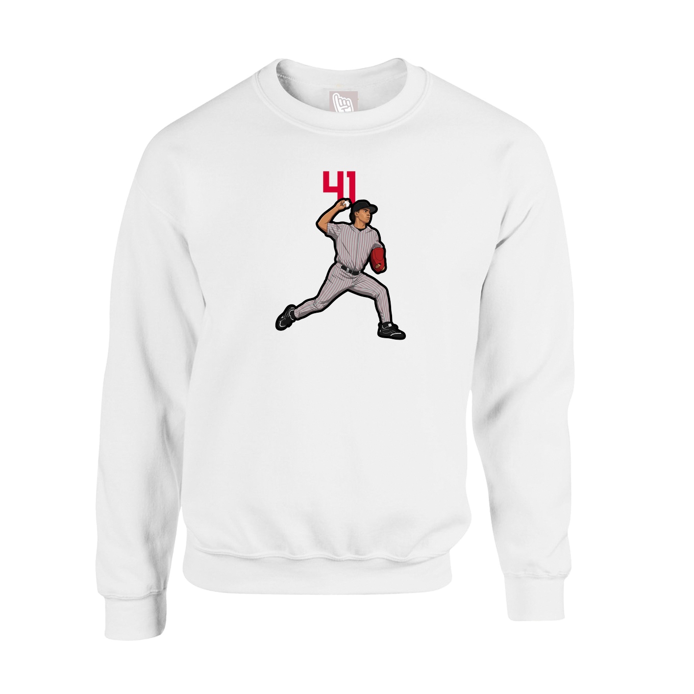 Fleece Crew — Number Top in White