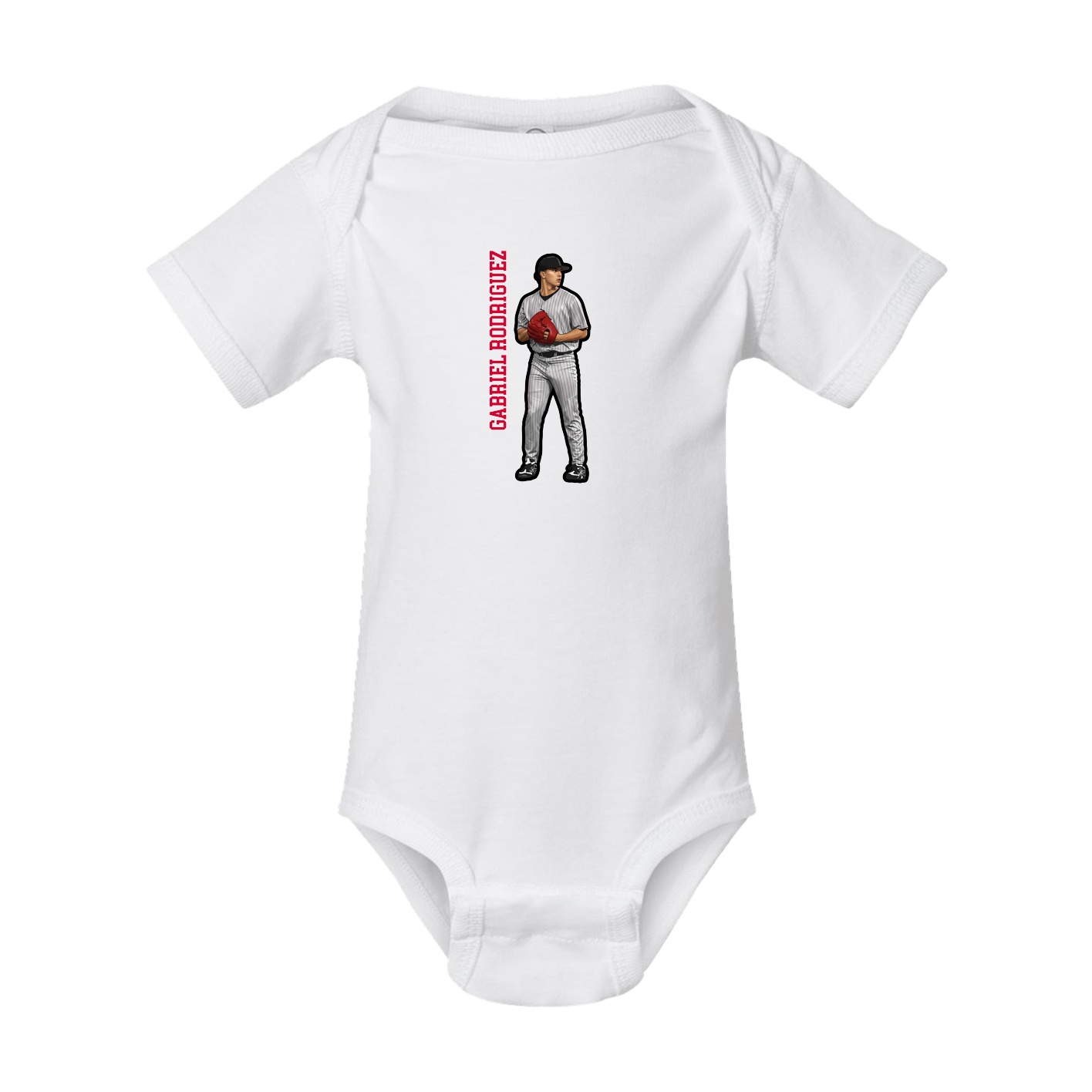 Baby Onesie — Name Vertical in White