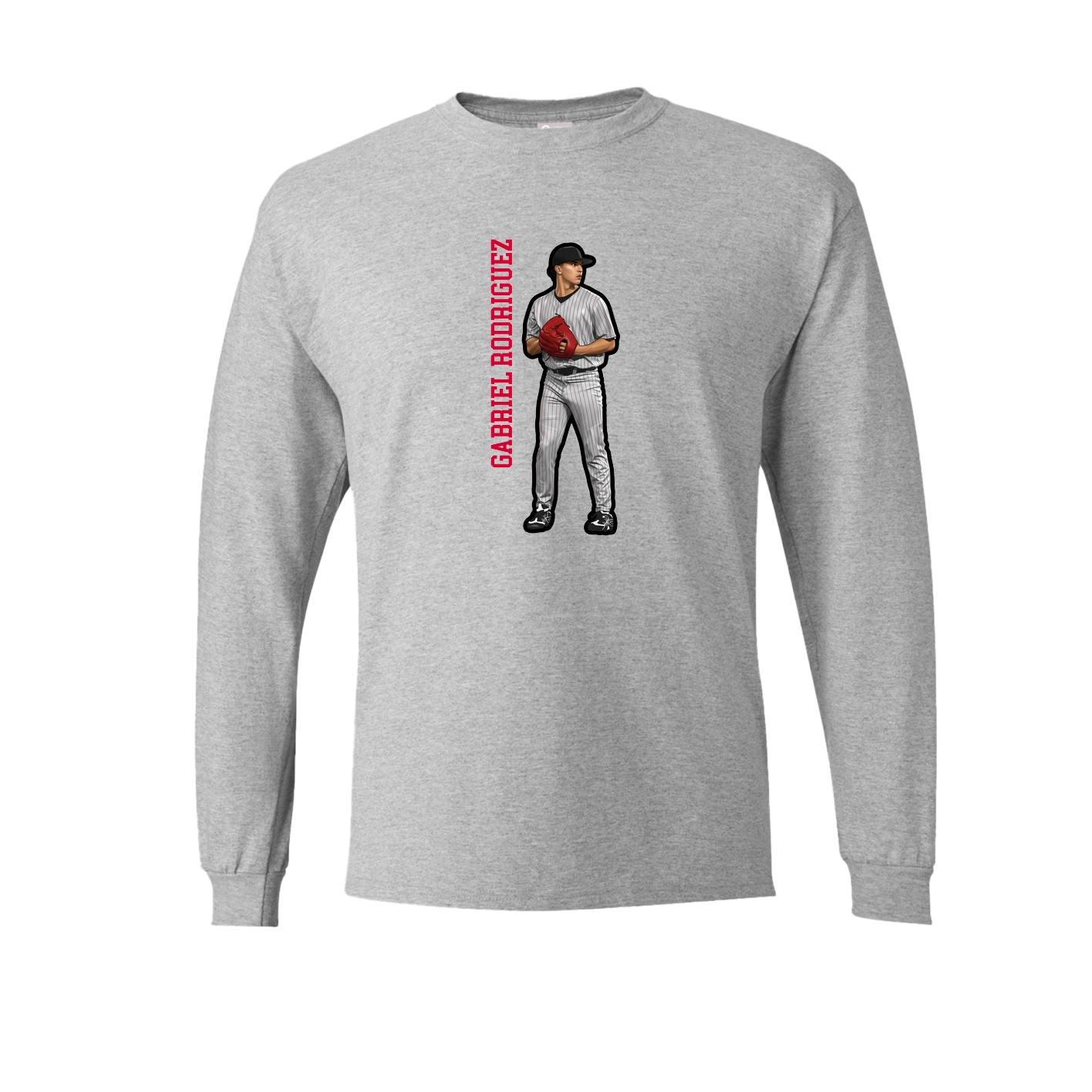 Long Sleeve Tee — Name Vertical in Grey