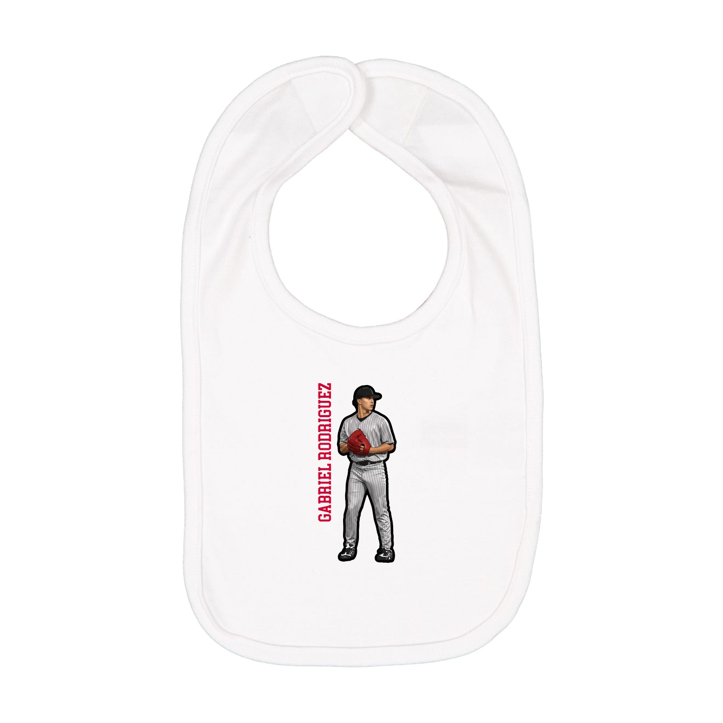 Infant Bib — Name Vertical in White