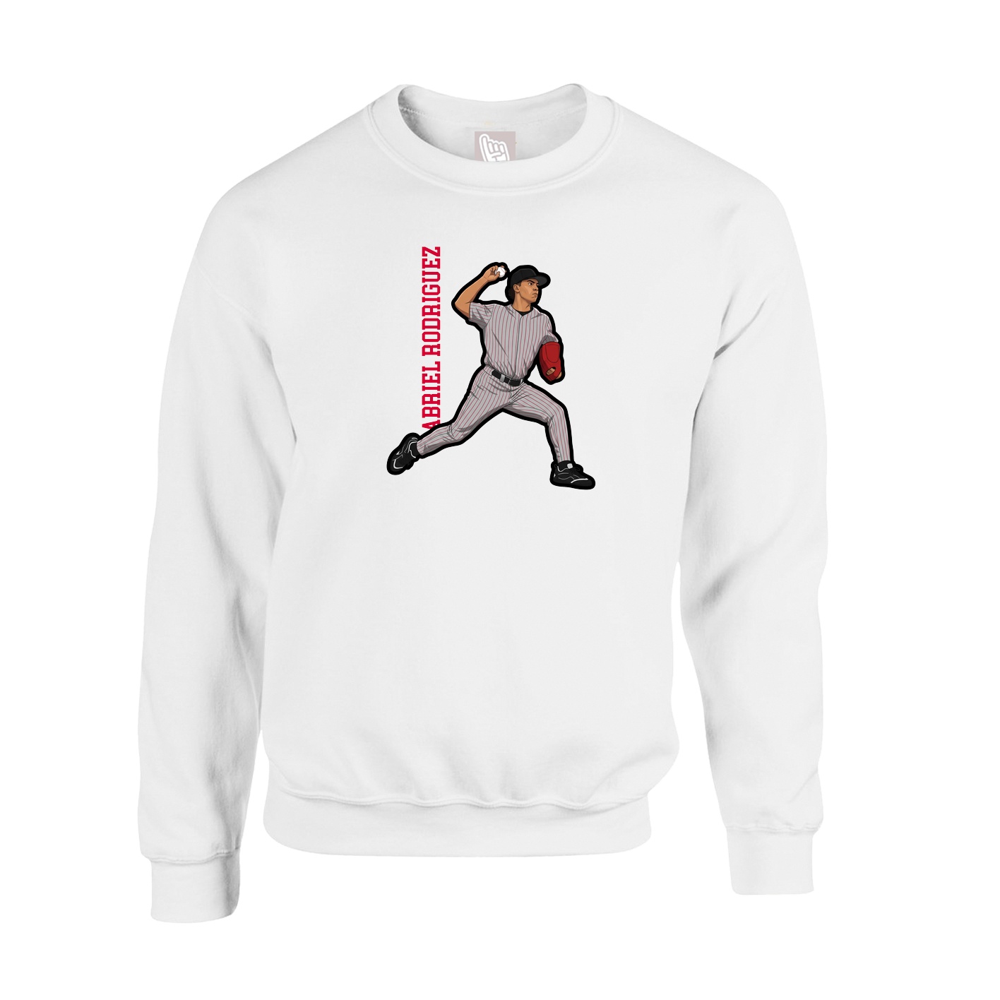 Fleece Crew — Name Vertical in White
