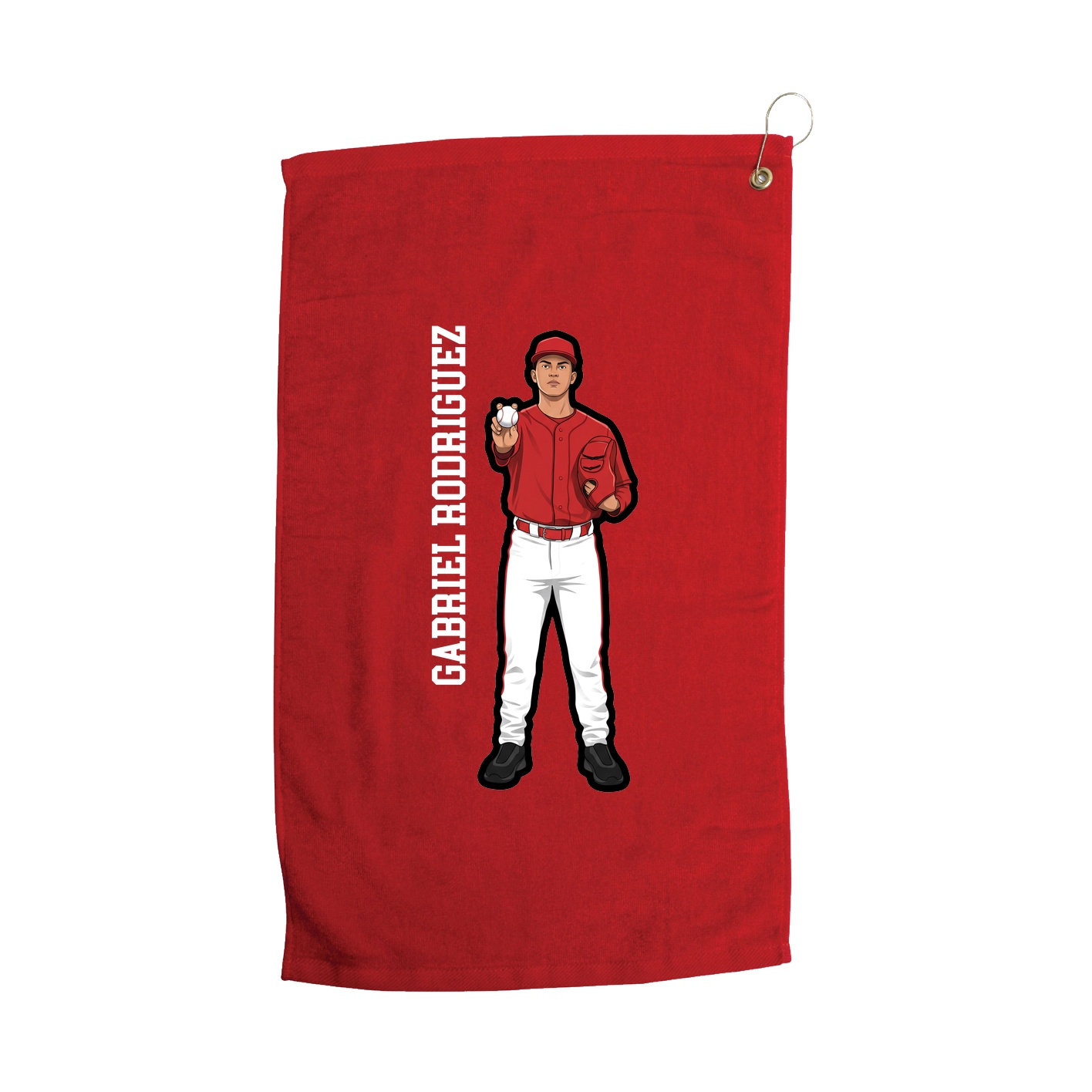 Golf Towel — Name Vertical in Red