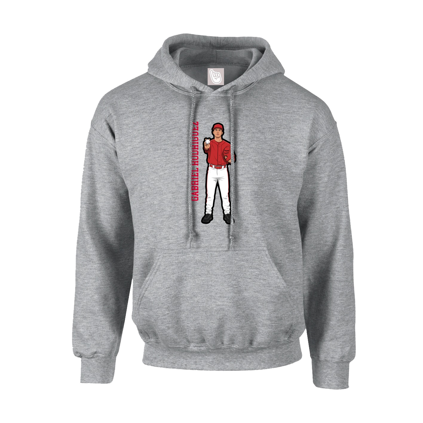 Youth Hoodie — Name Vertical in Grey