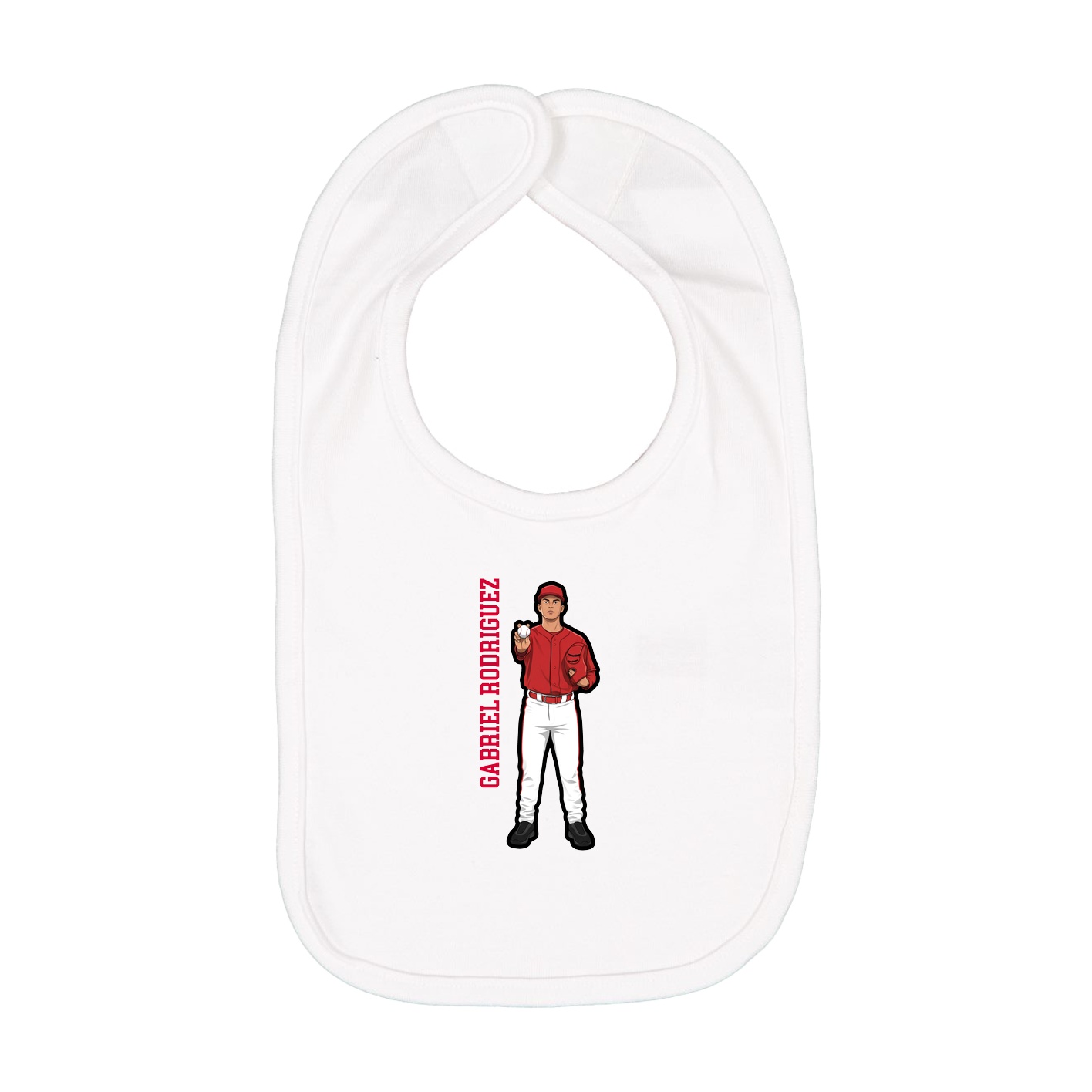 Infant Bib — Name Vertical in White