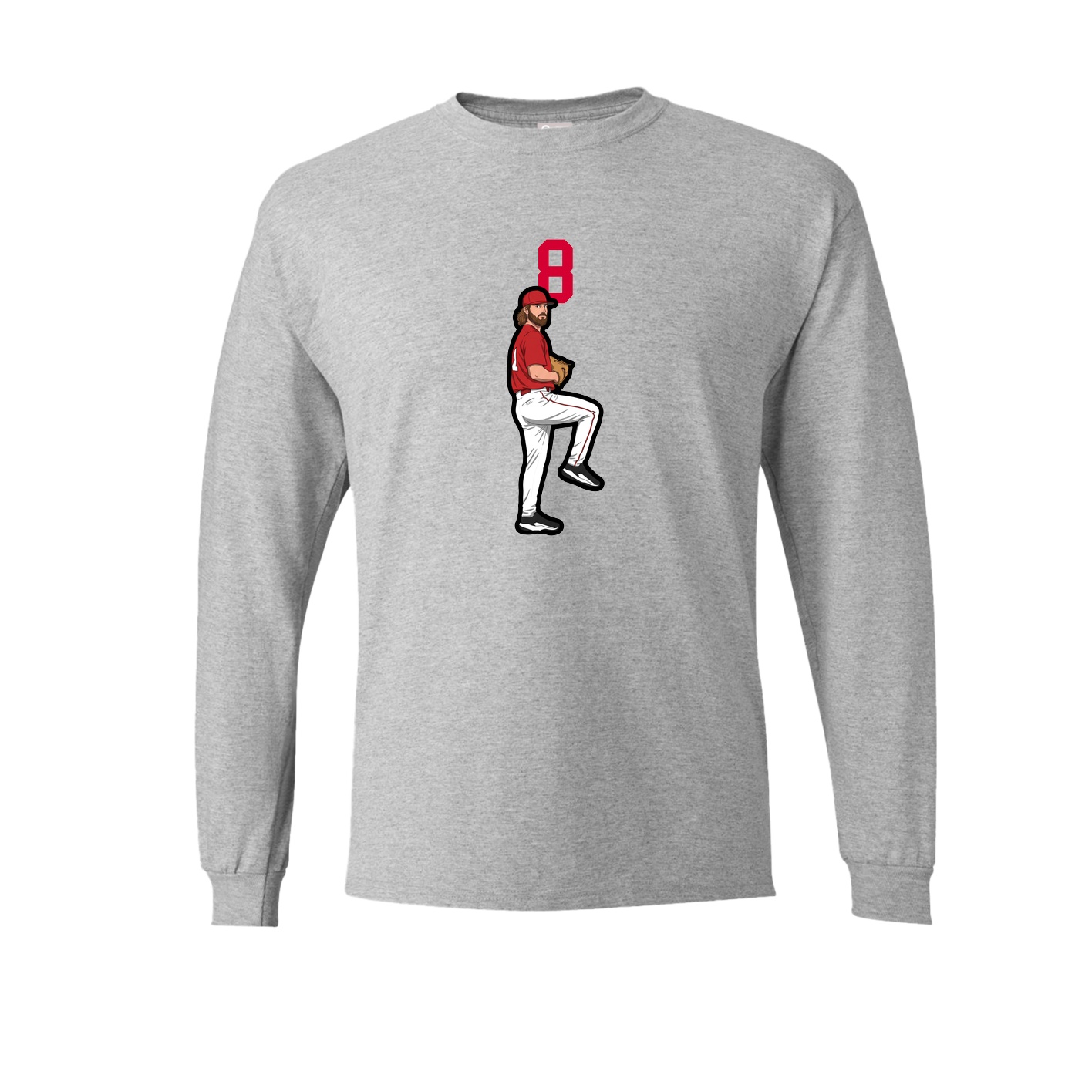 Long Sleeve Tee — Number Top in Grey