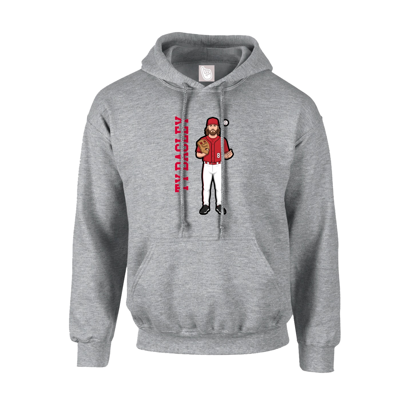 Youth Hoodie — Name Vertical in Grey