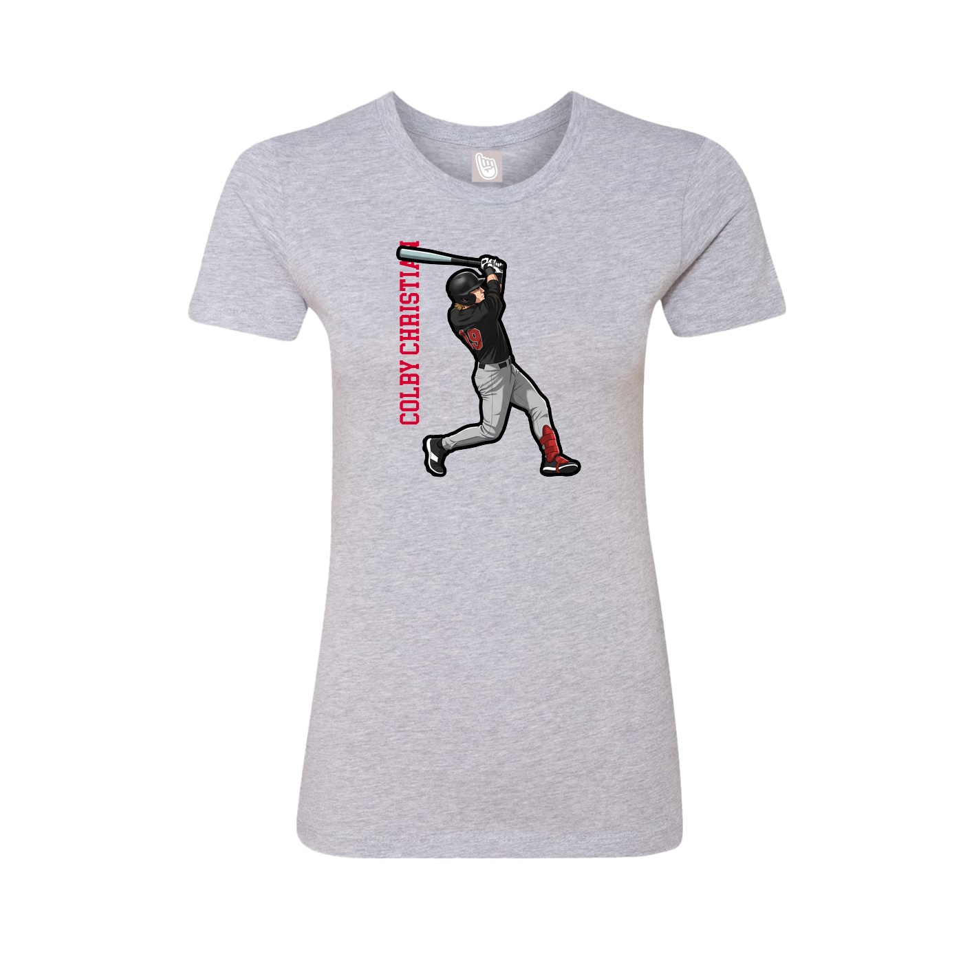 Fitted Women's Tee — Name Vertical in Grey