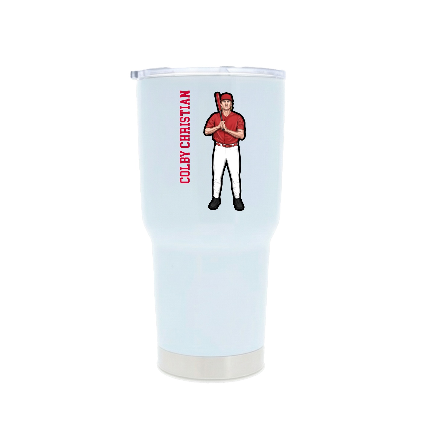 30oz Stainless Steel Tumbler — Name Vertical in White