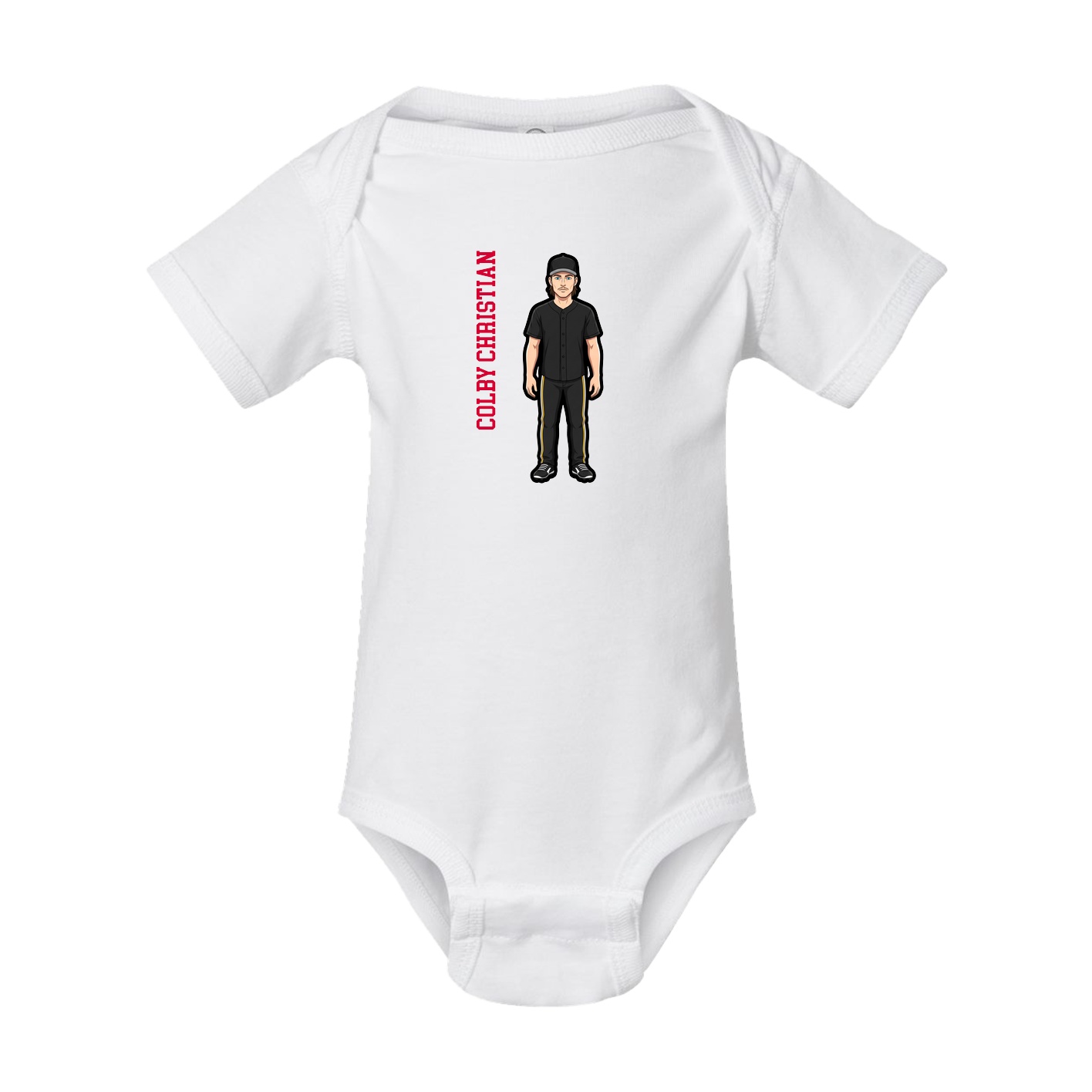 Baby Onesie — Name Vertical in White
