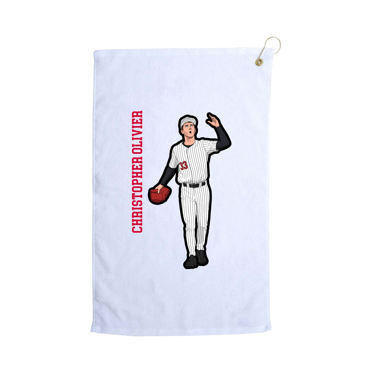 Golf Towel — Name Vertical in White